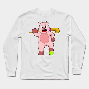 Pig Hockey Hockey stick Long Sleeve T-Shirt